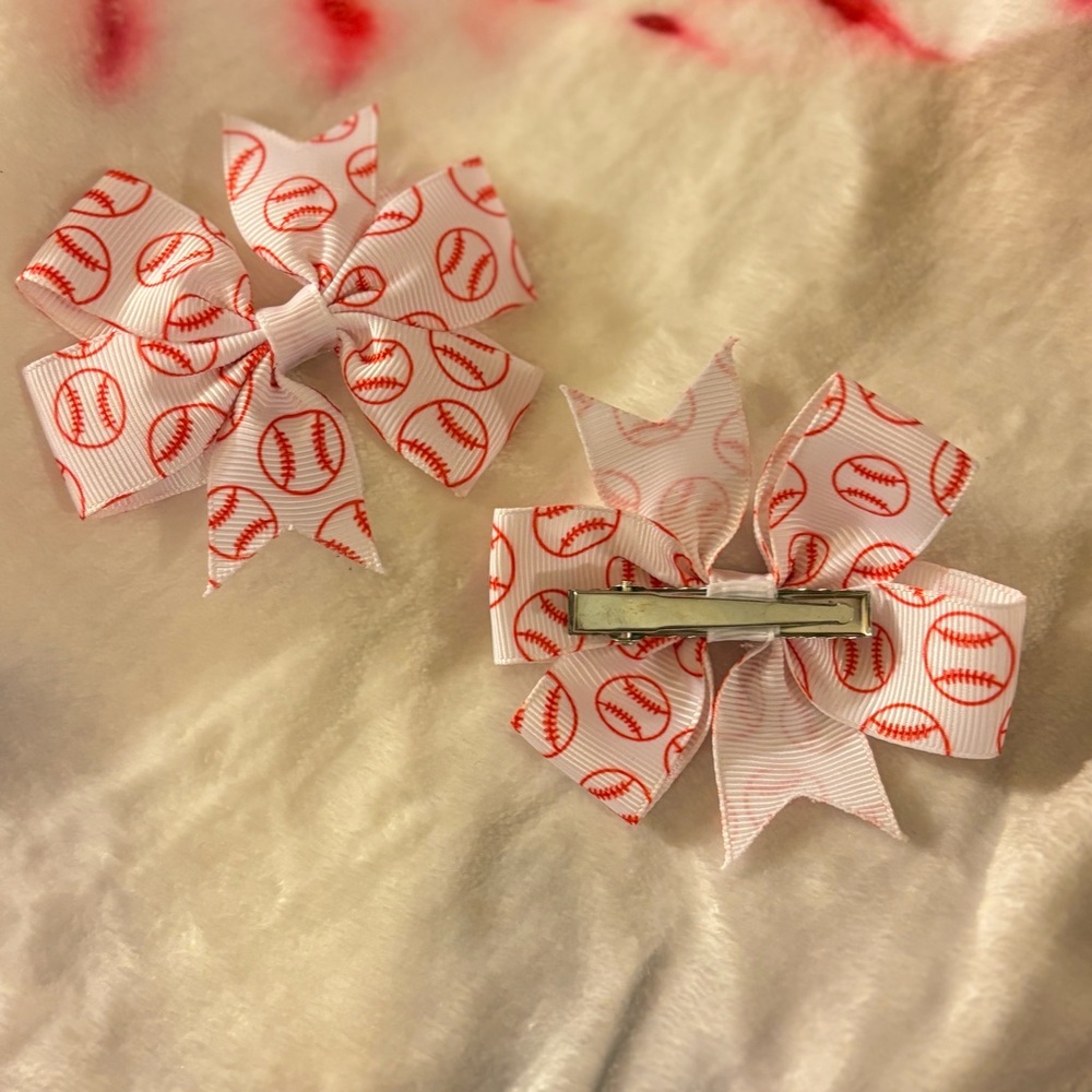 Small Baseball Alligator Hair Clips Set of 2